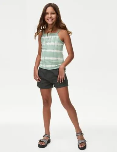 M&S Girls Pure Cotton Cargo Shorts (6-16 Yrs) - 7-8 Y - Charcoal, Charcoal