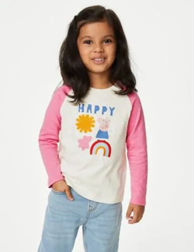 M&S Girls Pure Cotton Peppa Pig™ Top (2-8 Yrs) - 3-4 Y - Pink Mix, Pink Mix