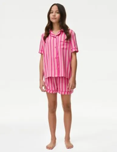 M&S Girls Satin Striped Pyjamas (6-16 Yrs) - 13-14 - Pink Mix, Pink Mix