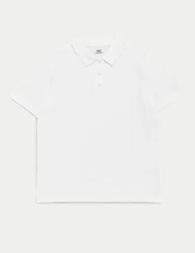 M&S Girls School Girls Pure Cotton Polo Shirt (2-18 Yrs) - 10-11 - White, White