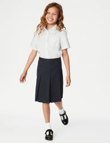 M&S Girls Slim Fit Permanent Pleats School Skirt (2-18 Yrs) - 3-4 Y - Navy, Navy,Grey,Black