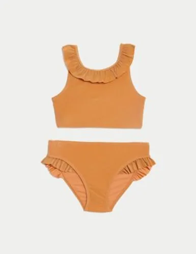 M&S Girls Sparkle Frill Bikini (6-16 Yrs) - 12-13 - Orange, Orange