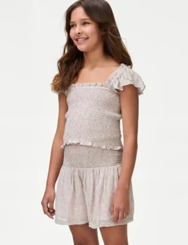 M&S Girls Sparkly Shirred Top (6-16 Yrs) - 6-7 Y - Pink Mix, Pink Mix