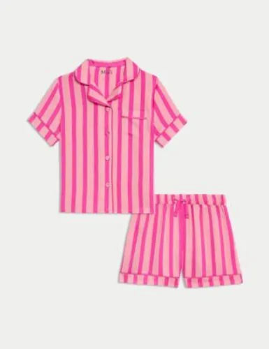 M&S Girls Striped Satin Pyjamas (1-6 Yrs) - 2-3 Y - Pink Mix, Pink Mix