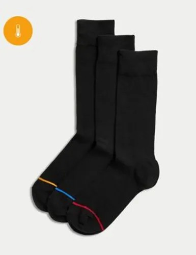 M&S Mens 3pk Heatgen™ Light Thermal Socks - 12-14 - Black Mix, Black Mix