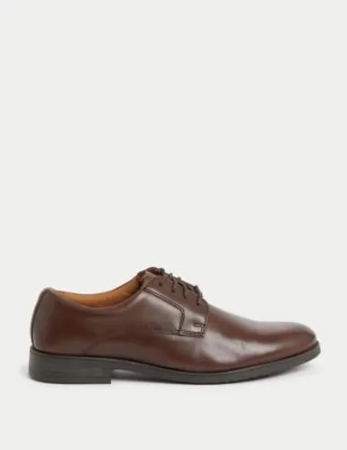 M&S Mens Airflex™ Leather Derby Shoes - 6 - Brown, Brown,Black