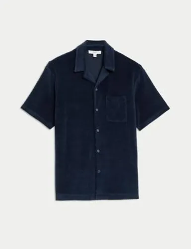 M&S Mens Cotton Rich Polo Shirt - MREG - Dark Navy, Dark Navy,White