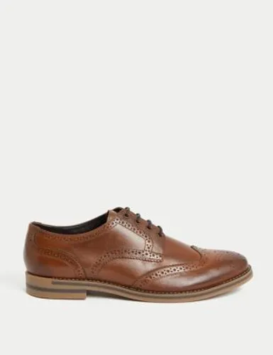 M&S Mens Leather Brogues - 7 - Brown, Brown
