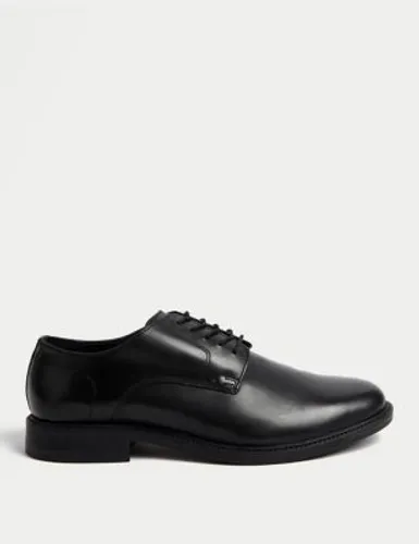 M&S Mens Leather Derby Shoes - 6 - Black, Black