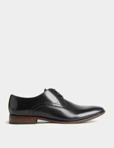 M&S Mens Leather Derby Shoes - 6 - Black, Black,Tan