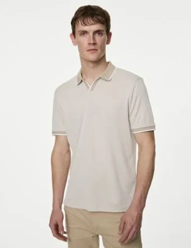 M&S Mens Modal Rich Revere Polo Shirt - MREG - Wine, Wine,Mid Blue,Silver Grey
