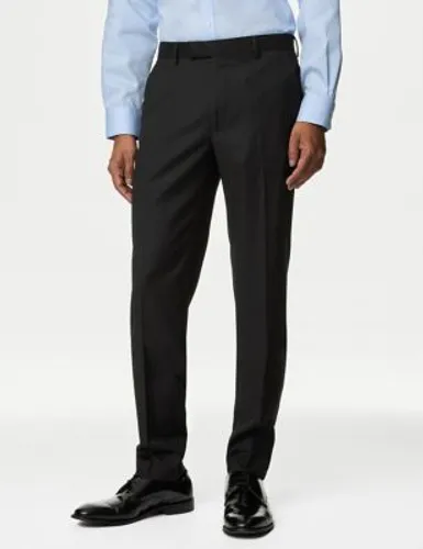 M&S Mens Slim Fit Stretch Suit Trousers - 28REG - Black, Black,Charcoal,Navy,Dark Indigo,Light Grey,Sky Blue