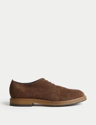 M&S Mens Suede Derby Shoes - 12 - Brown, Brown,Navy