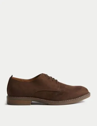 M&S Mens Suedette Derby Shoes - 9 - Brown, Brown,Navy,Tan,Black
