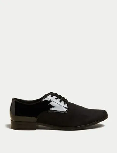 M&S Mens Velvet and Patent Derby Shoes - 6 - Black, Black