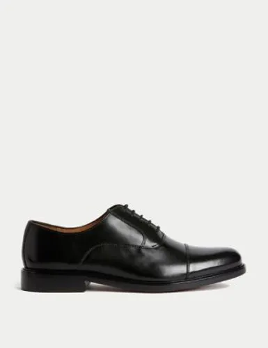 M&S Sartorial Mens Leather Oxford Shoes - 6 - Black, Black