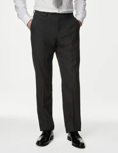 M&S Sartorial Mens Regular Fit Pure Wool Textured Suit Trousers - 44REG - Charcoal, Charcoal