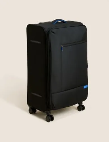 M&S Seville 4 Wheel Soft Large Suitcase - Black, Black,Khaki