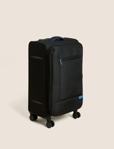 M&S Seville 4 Wheel Soft Medium Suitcase - Black, Black,Khaki,Navy