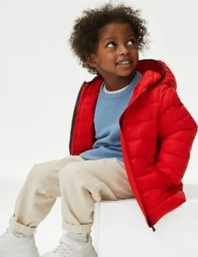 M&S Stormwear™ Lightweight Puffer Jacket (2-8 Yrs) - 5-6 Y - Red, Red,Indigo
