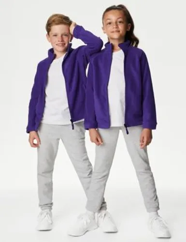 M&S Unisex Zip Fleece (2-16 Yrs) - 12-13 - Purple, Purple,Black,Royal Blue,Grey Marl,Burgundy,Dark Grey,Navy