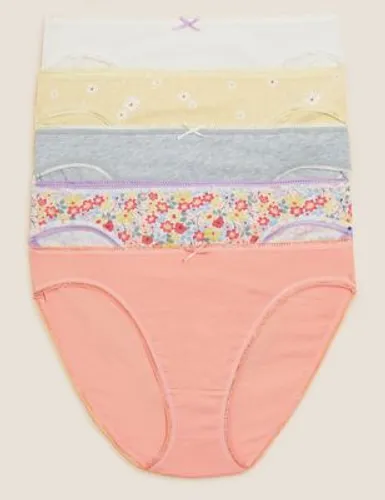 M&S Womens 5pk Cotton Lycra® High Leg Knickers - 22 - Soft Pink, Soft Pink