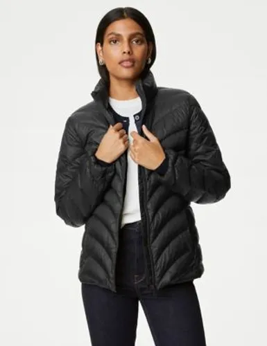 M&S Womens Feather & Down Packaway Puffer Jacket - 24 - Black, Black,Toffee,Bright Rose,Soft Yellow
