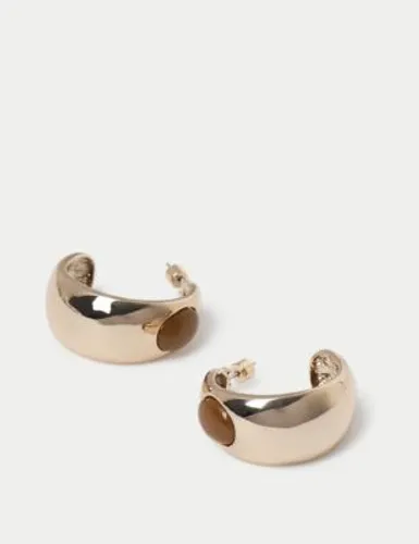M&S Womens Gold Stone Set Hoop Earrings, Gold