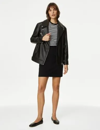 M&S Womens Jersey Mini A-Line Skirt - 6REG - Black, Black,Dark Navy