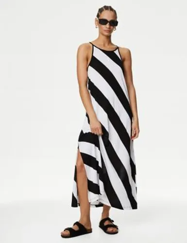 M&S Womens Jersey Printed Midaxi Beach Dress - 8 - Black Mix, Black Mix