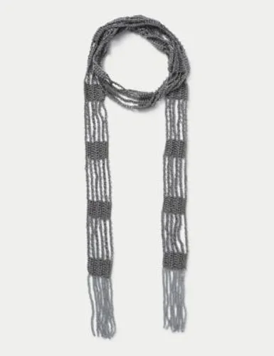M&S Womens Knitted Scarf Necklace - Grey, Grey