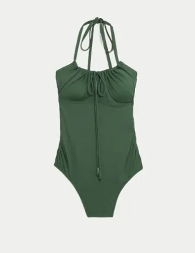 M&S Womens Maternity Padded Ruched Scoop Neck Swimsuit - 16 - Green, Green