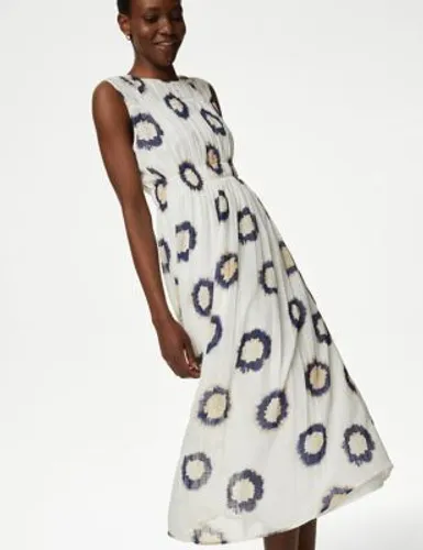 M&S Womens Printed Midi Smock Dress - 6REG - Multi, Multi