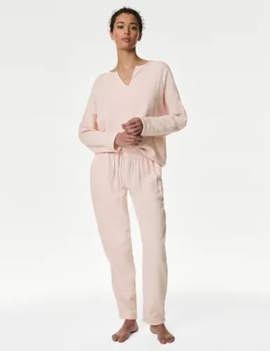 M&S Womens Pure Cotton Muslin Pyjama Bottoms - 16REG - Soft Pink, Soft Pink
