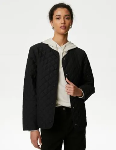 M&S Womens Recycled Thermowarmth™ Quilted Jacket - 8 - Black, Black,Dark Blue,Medium Beige,Faded Khaki