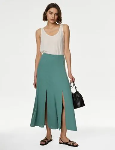 M&S Womens Seam Detail Maxi A-Line Skirt - 6REG - Dark Sage, Dark Sage