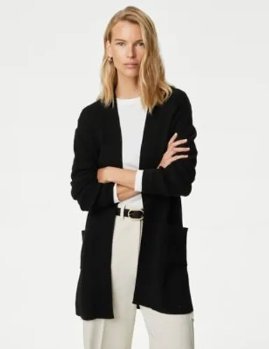 M&S Womens Soft Touch Knitted Longline Cardigan - 16 - Black, Black,Light Grey,Buff,Medium Navy,Cappuccino,Ivory,Beige