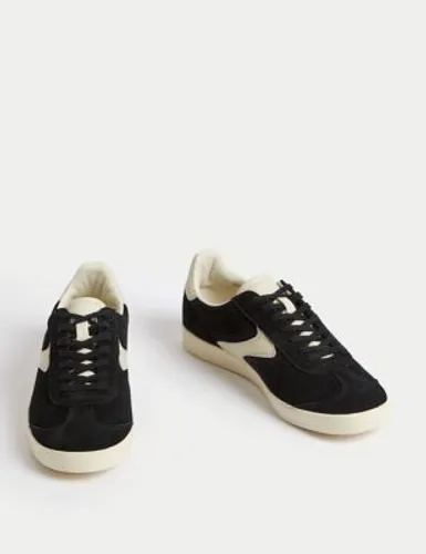 M&S Womens Suede Lace Up Side Detail Trainers - 3.5 - Black Mix, Black Mix,Natural Mix,Pink Mix,Navy Mix