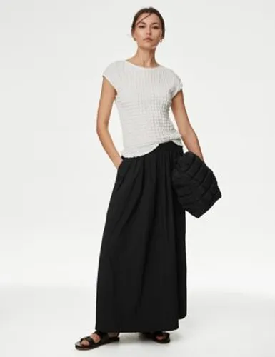 M&S Womens Technical Fabric Maxi A-Line Skirt - 16REG - Black, Black