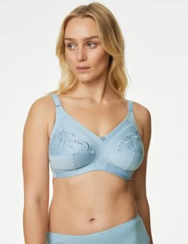 M&S Womens Total Support Embroidered Full Cup Bra GG-K - 44K - Blue, Blue,Opaline,Black,White,Bright Rose