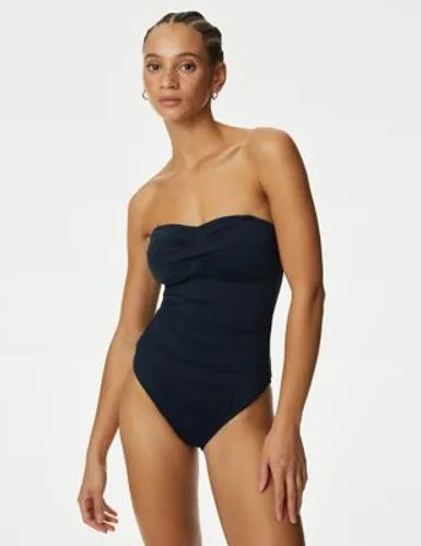 M&S Womens Tummy Control Bandeau Swimsuit - 14LNG - Navy, Navy,Onyx,Sunshine
