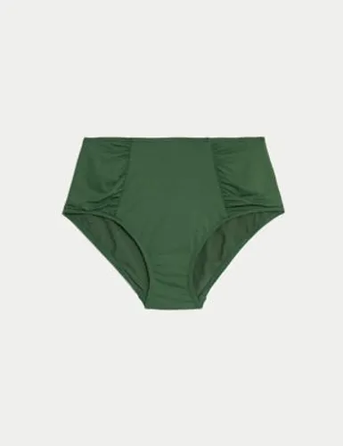 M&S Womens Tummy Control High Waisted Bikini Bottoms - 10 - Green, Green