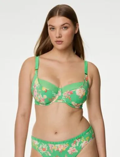 M&S X Ghost Womens Annie Print Wired Full Cup Bra (F-H) - 30GG - Green Mix, Green Mix