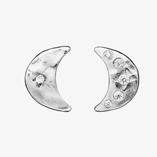 Maanesten Aega Silver Cresent Moon Stud Earrings 9857C