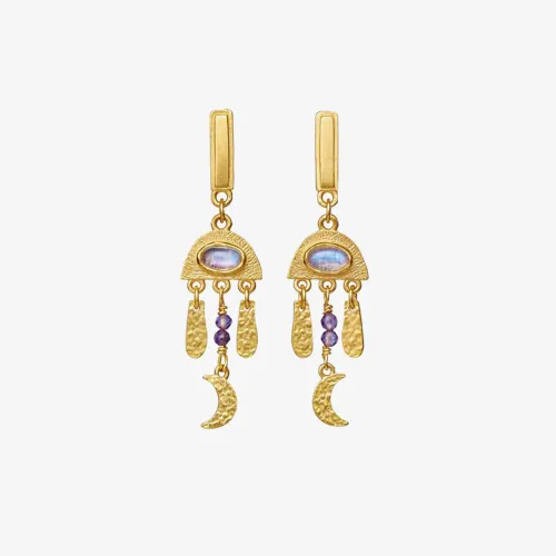 Maanesten Gold Plated Gemma Multi Stone Dropper Earrings 9864A