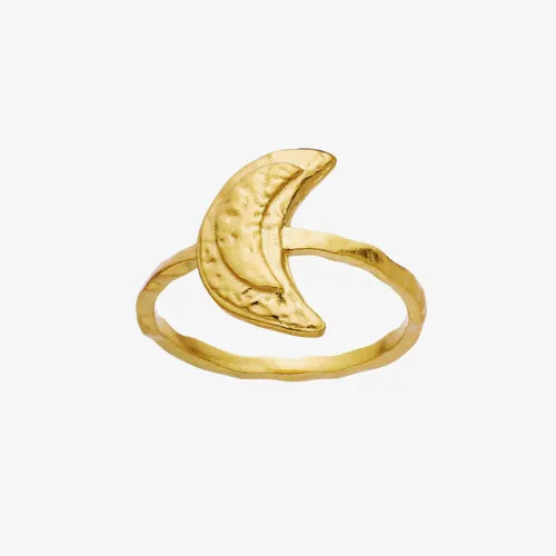 Maanesten Jacinta Gold Plated Texturedd Crescent Moon Ring 4811A 59