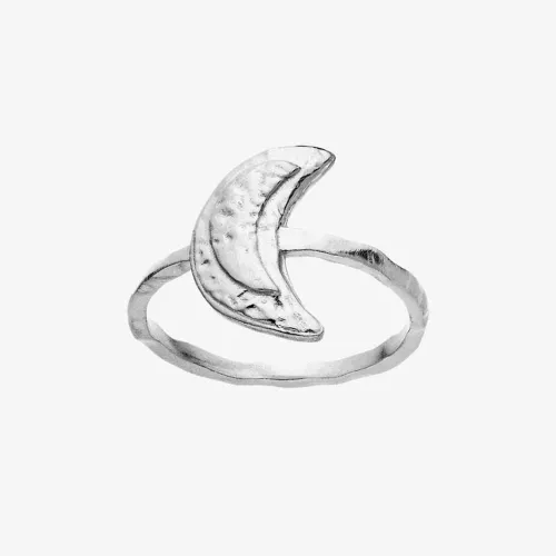 Maanesten Jacinta Silver Texturedd Crescent Moon Ring 4811C 57