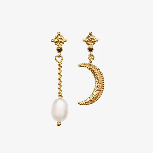 Maanesten Nyla Gold Plated Freshwater Pearl Moon Dropper Earrings 9667A