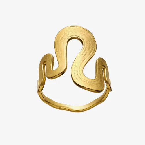 Maanesten Sasja Gold Plated Textured Wave Ring 4796A 55