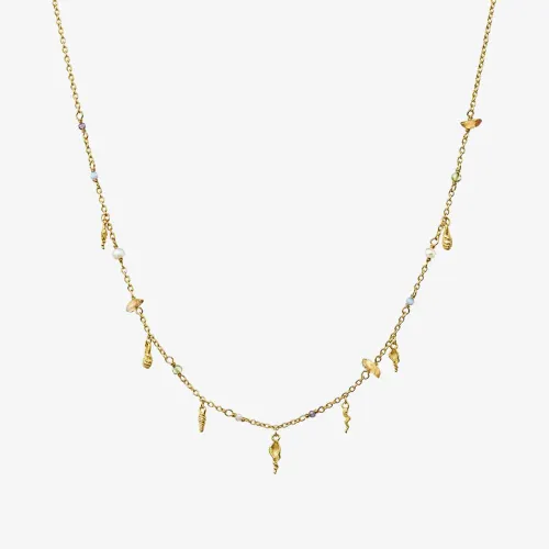 Maanesten Toutsi Gold Plated Multi Stone Charm Necklace 2615A